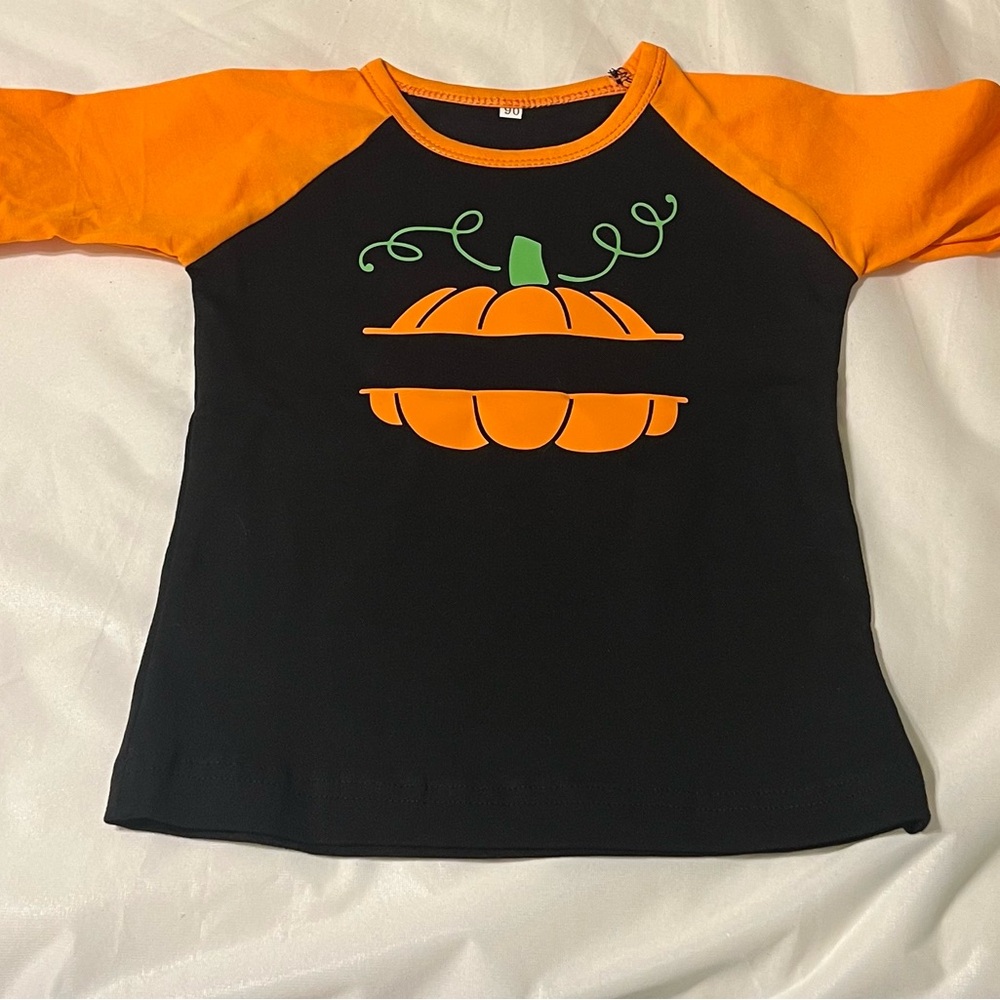 Orange and Black Pumpkin Raglan Shirt